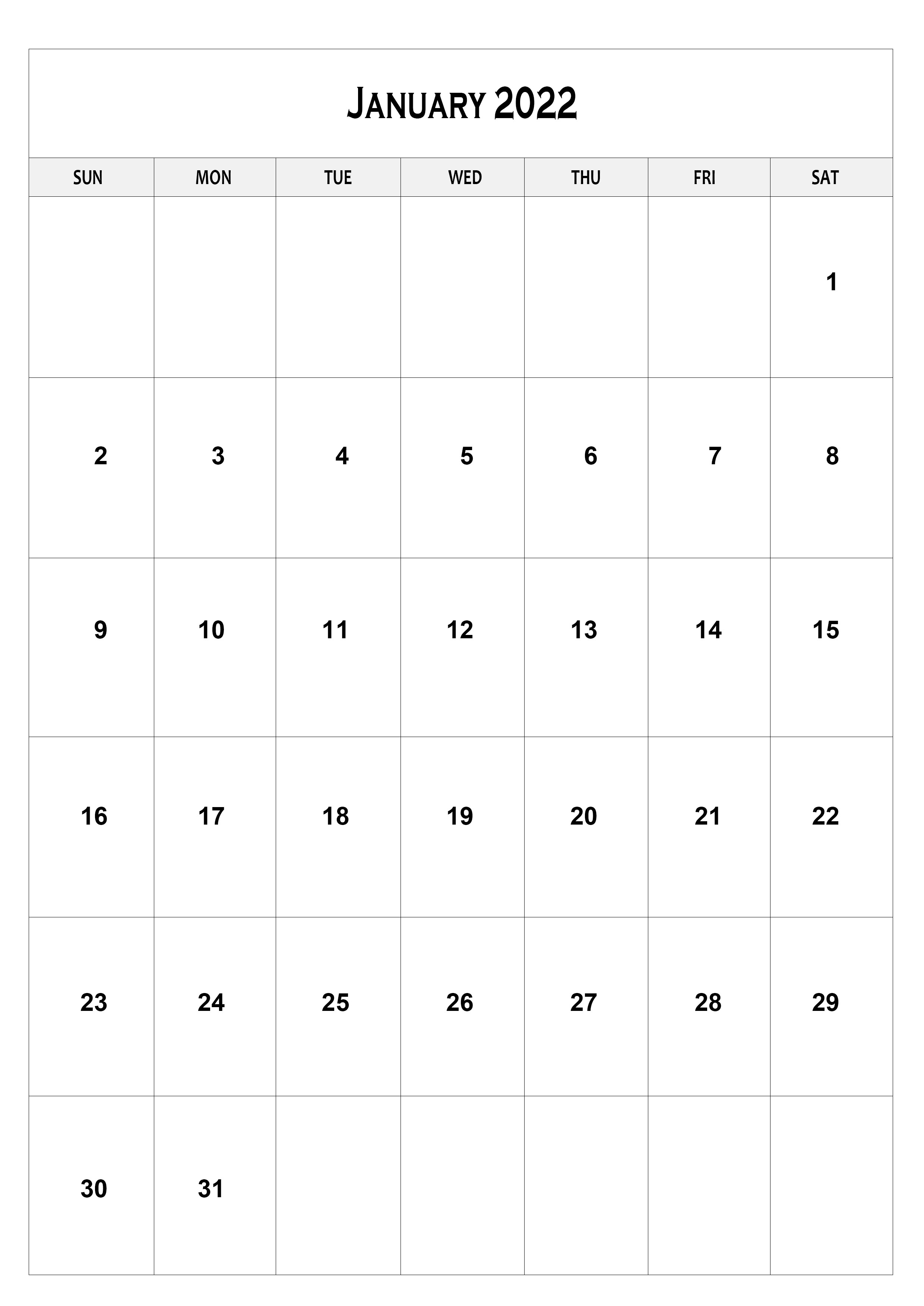 Kalendar januari 2022