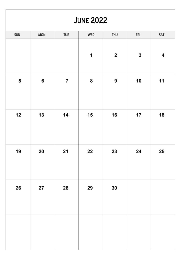 Free June Calendar 2022 A4 Size