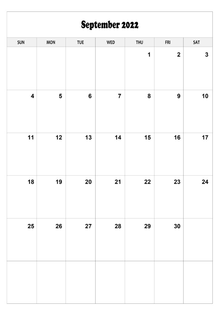 Free September Calendar 2022 A4 Size