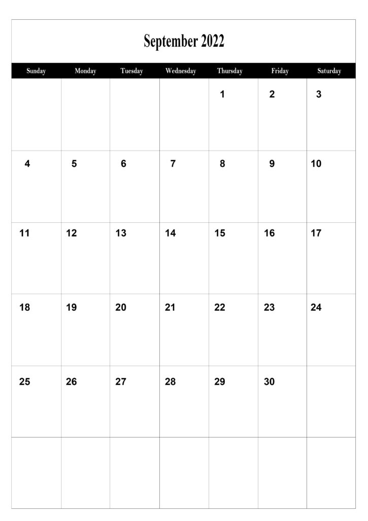 September Calendar 2022 A4