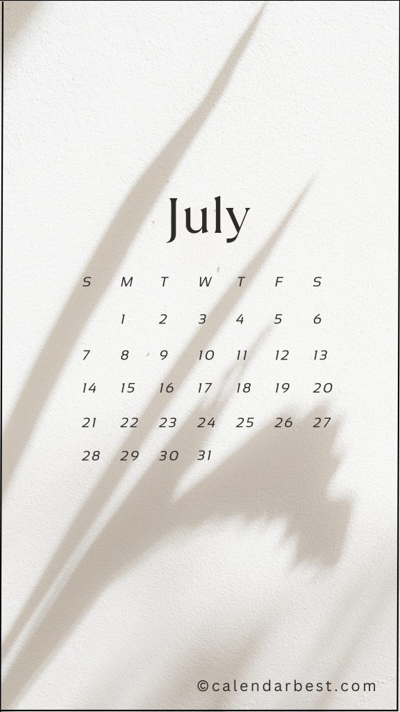 Printable July 2024 Calendar with Holidays